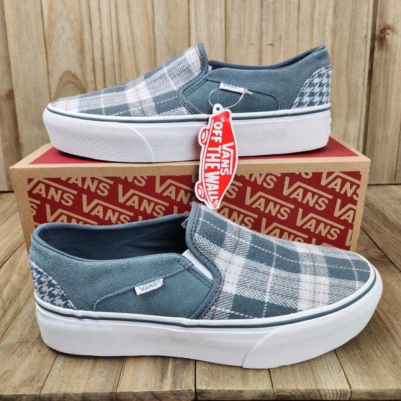 Vans Shoes - Womens Vans Asher Platform Plaid Grey Athletic Sneakers Shoes